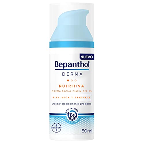Bepanthol Derma Nutritiva Crema Facial Hidratante De Día Con SPF25, Piel Seca Y Sensible, 50 Mililitros