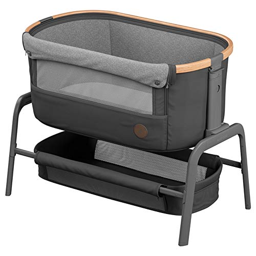 Maxi-Cosi Iora Cuna colecho, cuna bebé reclinable para para evitar la regurgitación, altura ajustable, colchón cuna incluido, cesta grande, color Essential Graphite