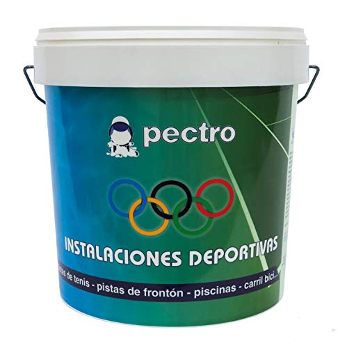 Pintura pistas deportivas PECTRO 4L (5,7KG) Pintura para pavimentos instalaciones deportivas en colores verde rojo gris blanco azul (4 L, Gris)
