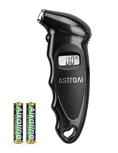 AstroAI Manómetro Digital de Presión de Neumáticos con Batería AAA, 150 PSI 4 Ajustes para Coche Camión Bicicleta Retroiluminado LCD(NO Funciona en Válvulas Presta)