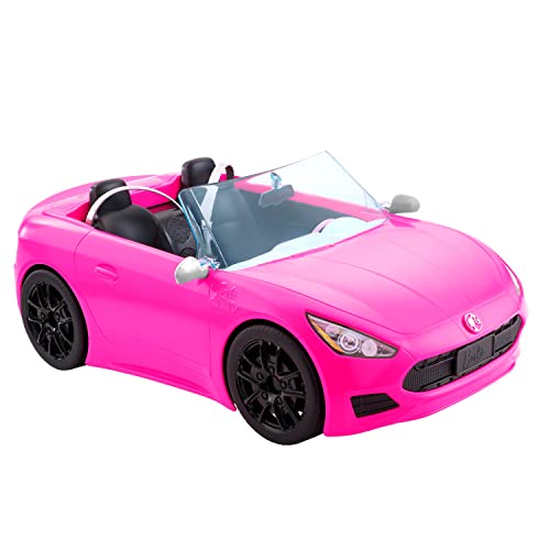 Barbie Descapotable rosa con 2 plazas para muñecas, coche de juguete, regalo para niñas y niños +3 años (Mattel HBT92)