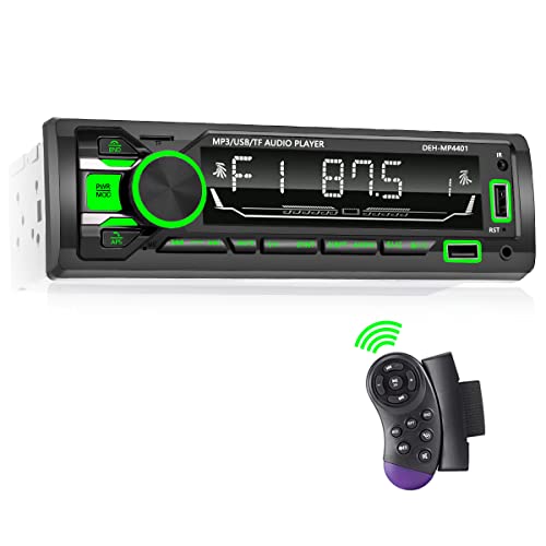 Radio Coche Bluetooth Autoradio 1 DIN, TOYOUSONIC Radio Coche LCD Radio para Coche con Control Remoto, Admite Llamadas Manos Libres/Radio FM/AUX/EQ/USB/Carga Rápida/Retroiluminado de Siete Colores