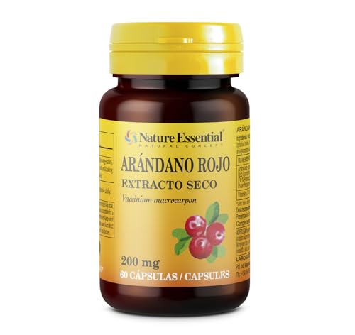 Nature Essential | Arándano Rojo 200 mg | 60 Cápsulas | Ayuda a Reforzar el Sistema Inmune y la Salud del Tracto Urinario | Rico en Vitamina C