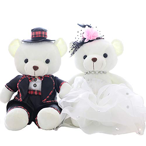 40 cm peluche de oso de novia y novio, juguete, regalo de boda para la pareja, novia y novio, regalo para el aniversario de boda (D02)