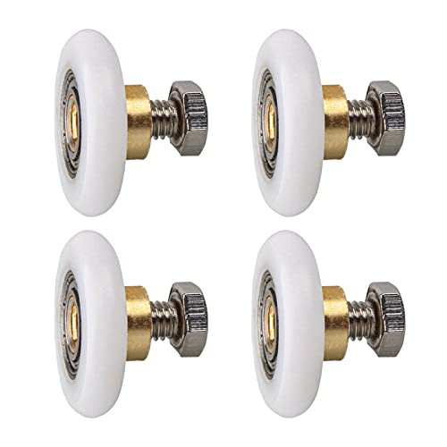 Qikuver rodillos para puerta de ducha, 4 ruedas para puerta de ducha de 20 mm de diámetro, Corredores De Poleas para Puertas Correderas para Puerta Corredera De Cristal Baño (20MM)