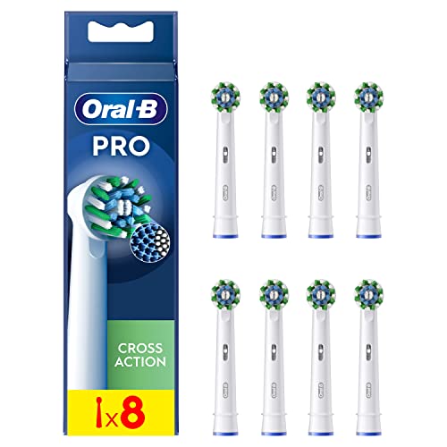 Oral-B Pro CrossAction Recambios para Cepillo de Dientes Eléctrico, Pack de 8 Cabezales, Blanco - Originales
