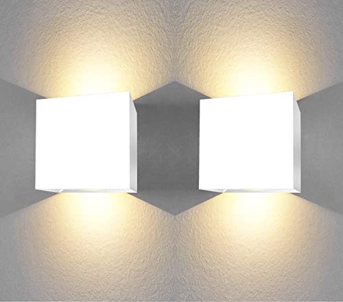 Aplique pared interior led forma cuadrada 6W Luz blanca calida 3000K lampara led apliques pared dormitorio baño Salon pasillos escalera lampara pared apliques pared interior (2 uds)