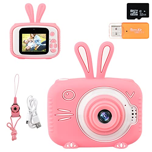 JOPHEK Camara de Fotos Infantil, 20MP 2 Pulgadas 1080P HD Selfie Kids Camera - con Tarjeta TF 32 GB & Lector de Tarjetas, Juguetes de Cámara para Niños & Niñas (Pink)