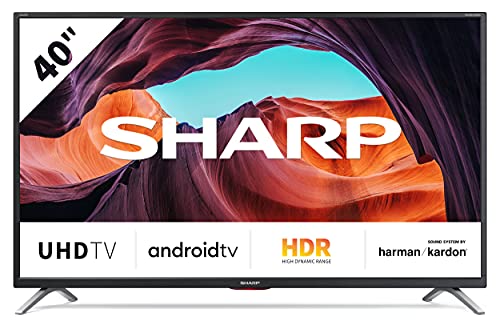 Sharp 40BL6EA - TV Android 40' (4K Ultra HD, 3 x HDMI, 3 x USB, Bluetooth), Google Assistant, Chromecast, Altavoces Harman/kardon, HDR10, DTS Virtual X, Active Motion 600, Color Negro