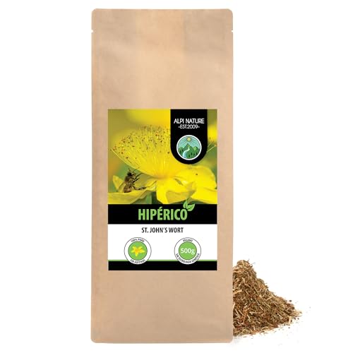 Hipérico infusión (500g), hierba de San Juan, cortado, secado suavemente, 100% natural, Hipérico hierba, Hipérico té