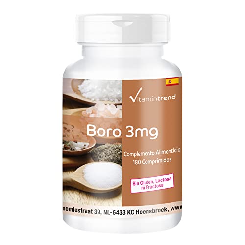 Boro 3mg – Boron – ¡Para 6 MESES! – vegano – sin estearato de magnesio– 180 comprimidos | Vitamintrend®