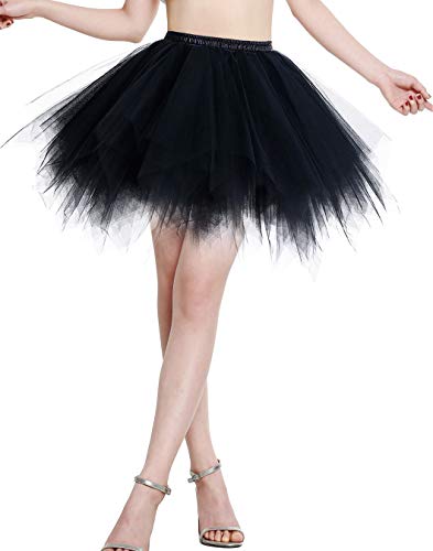 Berylove Mujer Falda de Tul Tutú Ballet Enaguas Plisada Cortas para Fiestas BLP6008Black S