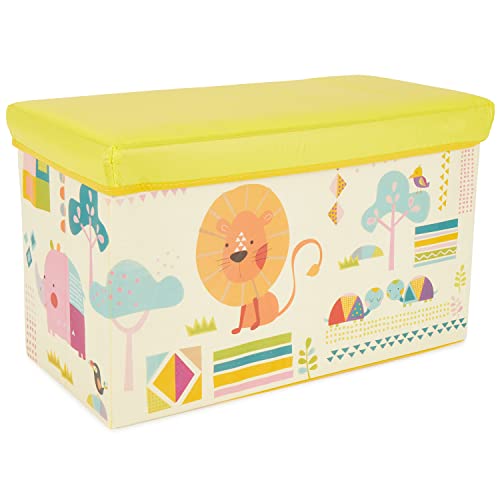 Bieco 04000495 - Caja para juguetes con asiento (60 x 30 x 35 cm), diseño de animales