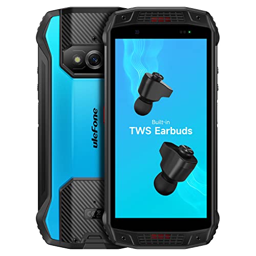 Ulefone Smartphone Resistente Armor 15 (Auriculares TWS Integrados), Android 12, Altavoces Estéreo Dobles, 5,45'' HD+ IP68 Teléfono Antigolpes, Helio G35 6GB+128GB, 16MP+13MP+12MP, GPS NFC FM Azul