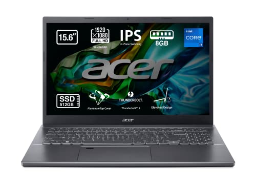 Acer Aspire 5 A515-57 - Ordenador Portátil 15.6' Full HD IPS (Intel Core i7-1255U, 8 GB RAM, 512 GB SSD, Intel Iris Xe Graphics, Sin sistema operativo) Color Negro - Teclado QWERTY Español