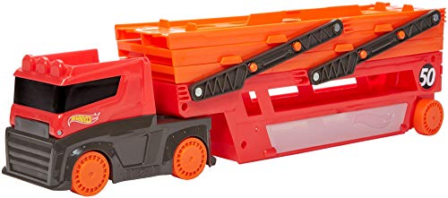 Hot Wheels - Camión Transportador de coches de juguete regalos para niños y niñas +5 (GWT37)