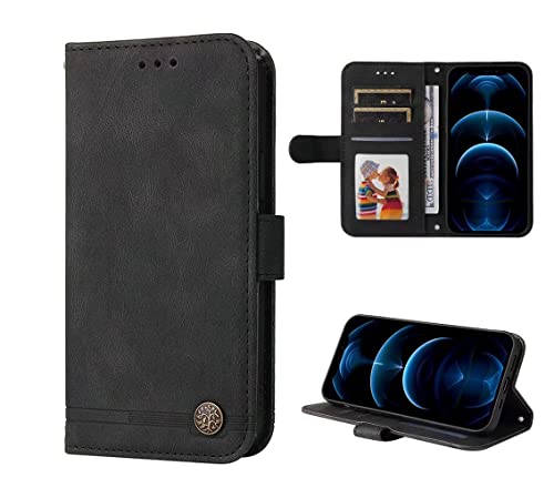 SEAHAI Cuero Funda para Xiaomi Redmi Note 12 Pro+ Plus 5G Billetera Estuche, Carcasa con Tarjetero/Cierre Magnético/Suporte/Bloqueo RFID, Ultradelgado Cartera Flip Cover Case - Negro