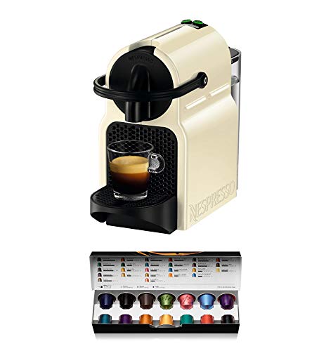 Nespresso De'Longhi Inissia EN80.CW - Cafetera monodosis de cápsulas Nespresso, 19 bares, apagado automático, color crema, Incluye pack de bienvenida con 14 cápsulas
