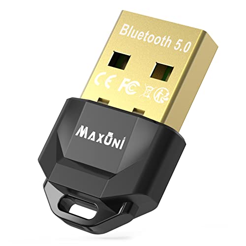 Maxuni Bluetooth USB 5.0, Adaptador Bluetooth para PC Computadora Ordenador Portátil, Chiavetta Bluetooth para Teclado Ratón, Compatible con Windows 10/11/8 /7 (Win8/10/11 Conectar y Jugar)