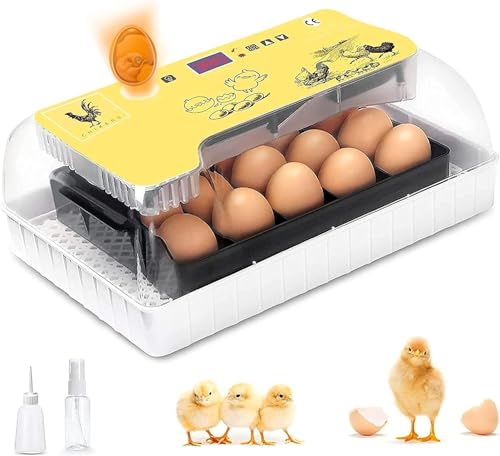 CHIKERS - Incubadora Automática de Huevos Gallina, Aves y Pollos | para 12-35 Huevos | Rotación Automática y Control de Temperatura | Incubadora para Corrales y Uso doméstico | Regalo para Niños