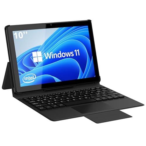 Tibuta 2 en 1 Windows 11 Tablet PC 10.1 pulgadas IPS 1280 * 800 Procesador Intel Celeron N4100 Dual Mode Teclado vinculado 128G ROM (Teclado QWERTZ alemán)