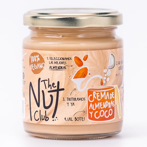 Crema de almendra y coco 225 gr | The Nut Club | Crema 100% vegana, sin azúcares añadidos y con almendras nacionales