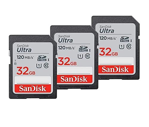 SanDisk Ultra 32GB SDHC Memory Card, Up to 120 MB/s, Class 10, UHS-I, V10, 3 packs