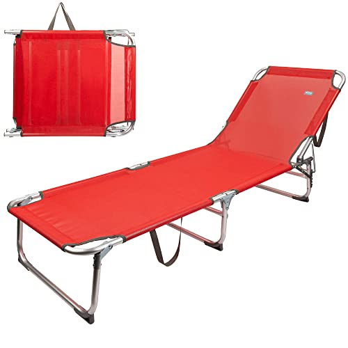 AKTIVE 62648 - Tumbona de Playa Plegable con Respaldo reclinable