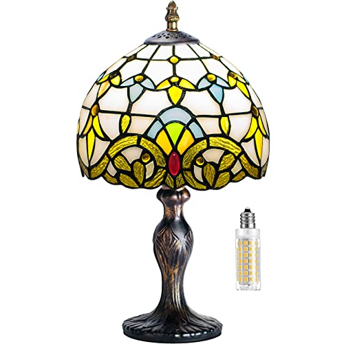 MIAOKE Tiffany - Lámpara de mesa de estilo Tiffany, lámpara de mesita de noche, lámpara de escritorio vintage, artesanal, salón, dormitorio, estudio, estantería de libros, escritorio (Barroco)
