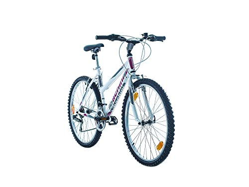 Multibrand PROBIKE 6th Sense - Bicicleta de montaña de 26 pulgadas, Shimano de 18 velocidades, para niña y mujer a partir de 155-175 cm, color blanco y rosa brillante