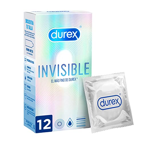 Durex Preservativos Invisibles Super Finos para Maximizar la Sensibilidad, el más fino de Durex - 12 condones