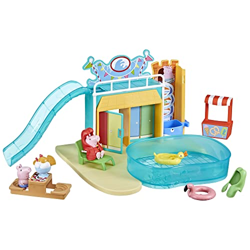 Peppa Pig - Peppa en el Parque acuático - Set de Juego con 15 Piezas y 2 Figuras
