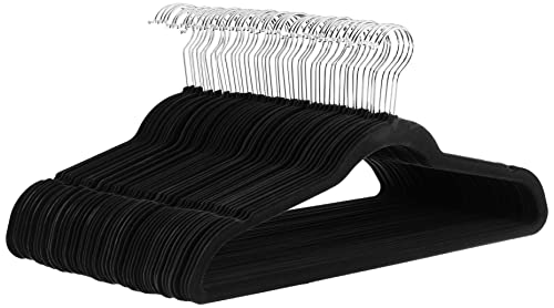 Amazon Basics - Perchas de terciopelo para trajes - Paquete de 50, Negro