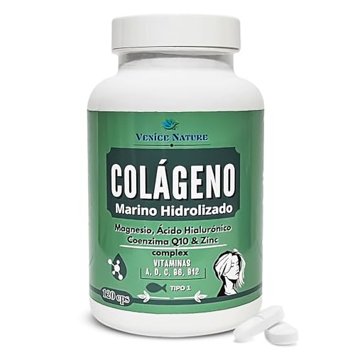 Colageno con Magnesio Acido Hialuronico 120 comprimidos | Colágeno Marino Hidrolizado Puro 2000mg para Articulaciones, Pelo y Piel