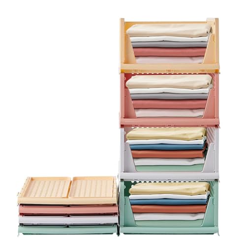 RMAN 4 pcs Organizador Armario Cajoneras Interior Armarios Plastico Apilable y Plegable Cajones Organizadores Extraíbles para Ropa, Dormitorio, Baño, Cocina (43 x 33 x 72 cm)