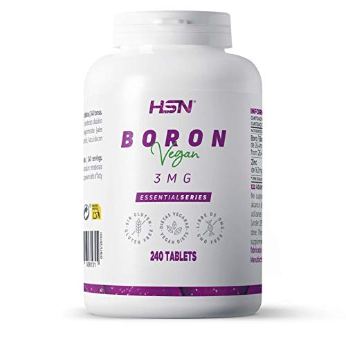 Boro 3 MG de HSN | 240 Tabletas Borato sódico (Bórax) - ALTA biodisponibilidad - Oligoelemento Esencial con Zinc | No-GMO, Vegano, Sin Gluten