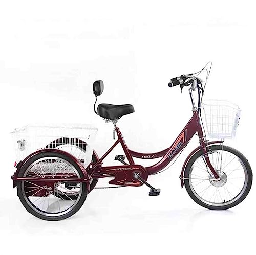 CAULO Triciclo eléctrico para Adultos, Bicicleta eléctrica motorizada de Tres Ruedas de 250 W y 48 V, Triciclo eléctrico para Adultos de 3 velocidades y 3 Ruedas con Cesta Grande