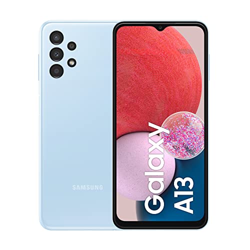 SAMSUNG Galaxy A13 - Smartphone, Pantalla Infinity-V de 6,6 Pulgadas, Android 12, 4 GB RAM y 128 GB de Memoria Interna Ampliable, batería de 5000 mAh³, Azul Claro [Versión Italiana]
