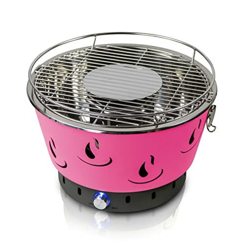 ACTIVA Barbacoa de mesa Airbroil Junior rosa, parrilla de carbón vegetal con ventilación activa.