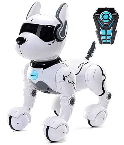 Juguete de perro robot inteligente con control remoto para niños, robot de cachorro programable e interactivo, imita, baila, sigue comandos para niñas y niños de todas las edades, solo habla inglés