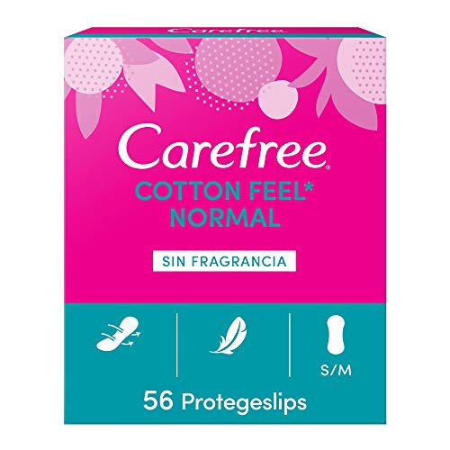 Carefree Algodón Normales - Protegeslips sin perfume, flexible y ultrafino, 56 unidades