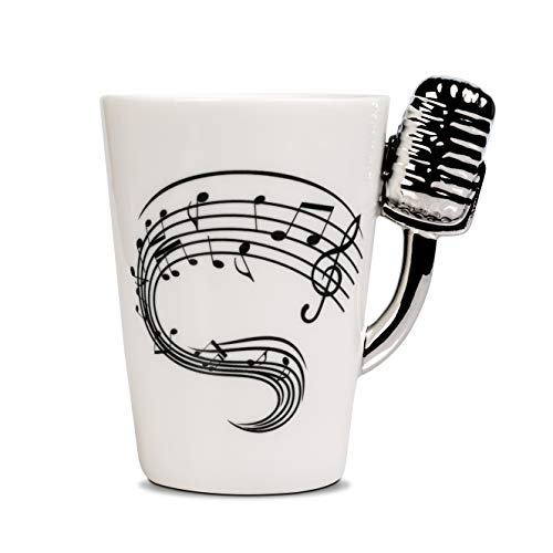 Froster Taza Micrófono en caja negra, Taza de té de café 220 ml, Regalo para Cantante Musicos Amante de la Musica