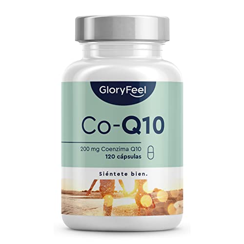 Coenzima Q10 200mg - 120 cápsulas veganas de CoQ10 100% pura para 4 meses - Q10 de primera calidad fermentada naturalmente - Probada en laboratorio