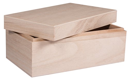 Rayher 62815000 Caja almacenaje de madera, con tapa extraíble, 20 x 12 x 9 cm, Color Natural, Large