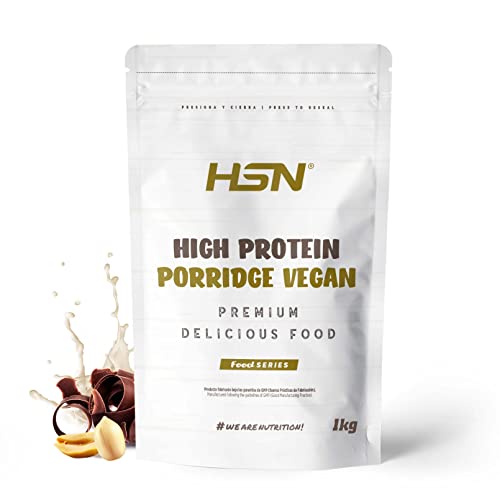 Gachas de Avena Proteicas Veganas de HSN | Sabor Chocolate - Cacahuete 1 Kg = 20 Tomas de Porridge Proteico de Avena Integral y Proteína de Guisante y Arroz | Fácil y Rápido de Preparar