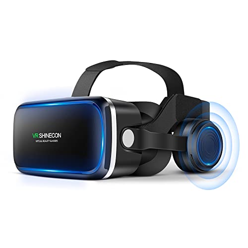FIYAPOO Gafas VR con Auriculares, 3D Gafas Realidad Virtuales,Experiencia Inmersiva Películas y Juegos 3D para Teléfonos Inteligentes de 4.7 a 6.6 Pulgadas, Compatibles con Android/iPhone Regalos