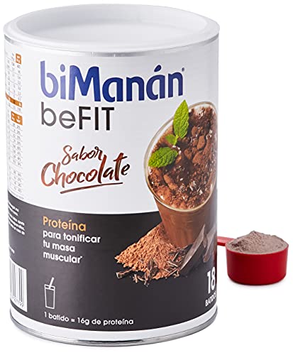 BIMANAN Befit - Batido De Proteína Sabor Chocolate, Para Tonificar Tu Masa Muscular, 18 Raciones De 30g, Bote 540 g (18 batidos), 540 ml