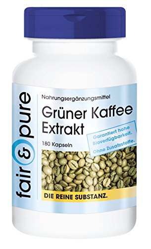 Extracto de Café Verde 500mg - Vegano y natural - 45% de ácido clorogénico - Alta pureza - 180 Cápsulas