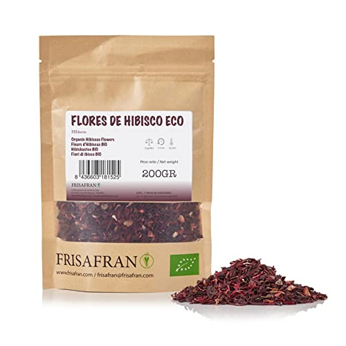 FRISAFRAN - Flor de Hibisco Ecológica | Granel | Flor de jamaica | Te frio | Reparador cutaneo | Detox - 200Gr