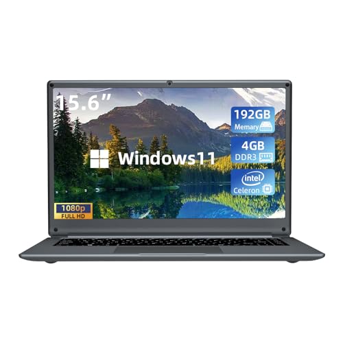 Waxuor Ordenador Portátil 15,6 Pulgadas Windows 11 PC Portátil, 4GB DDR3,192GB SSD, Intel N3450,FHD IPS Pantalla 1920x 1080, WiFi,Bluetooth 4.2- Gris